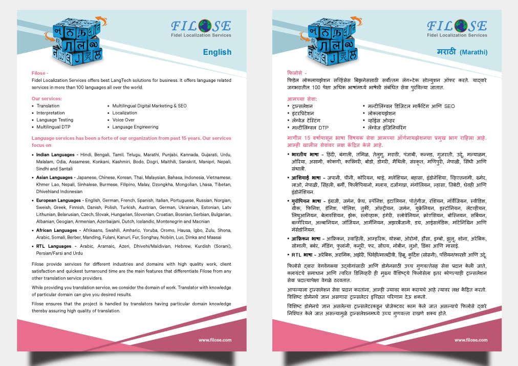 English to Marathi Langauge Translation sample work